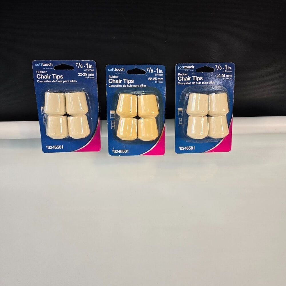 Waxman Soft Touch Rubber Chair Tips 7/8"- 1” 3 Packs Total 12